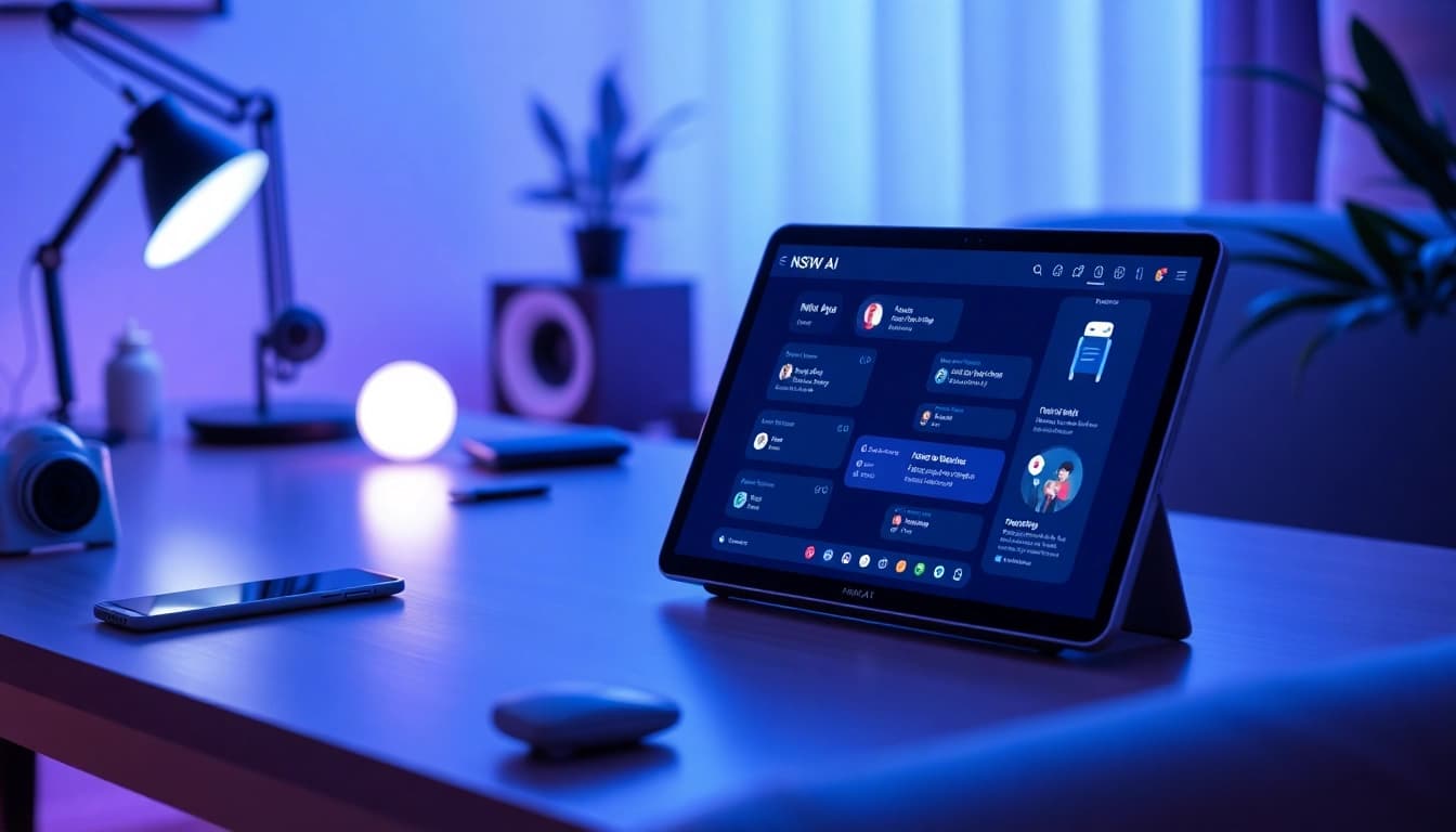 Engaging NSFW AI interface showcasing advanced technology in a modern workspace.