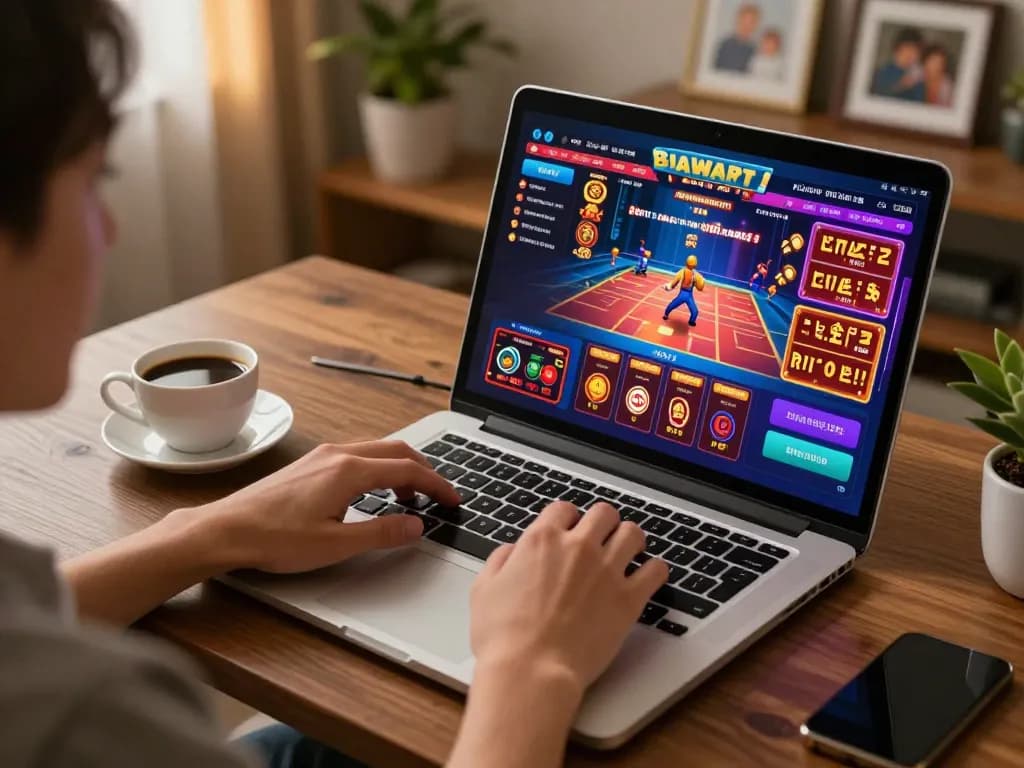 Situs Judi Online menampilkan seorang pemain yang terlibat dengan permainan kasino yang menarik dari kenyamanan rumah