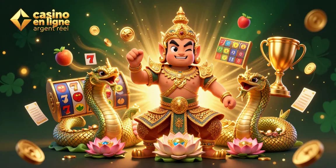 Plongez dans l'univers du casino en ligne argent réel avec des gardiens, des serpents Naga et des éléments de jeu dynamiques.