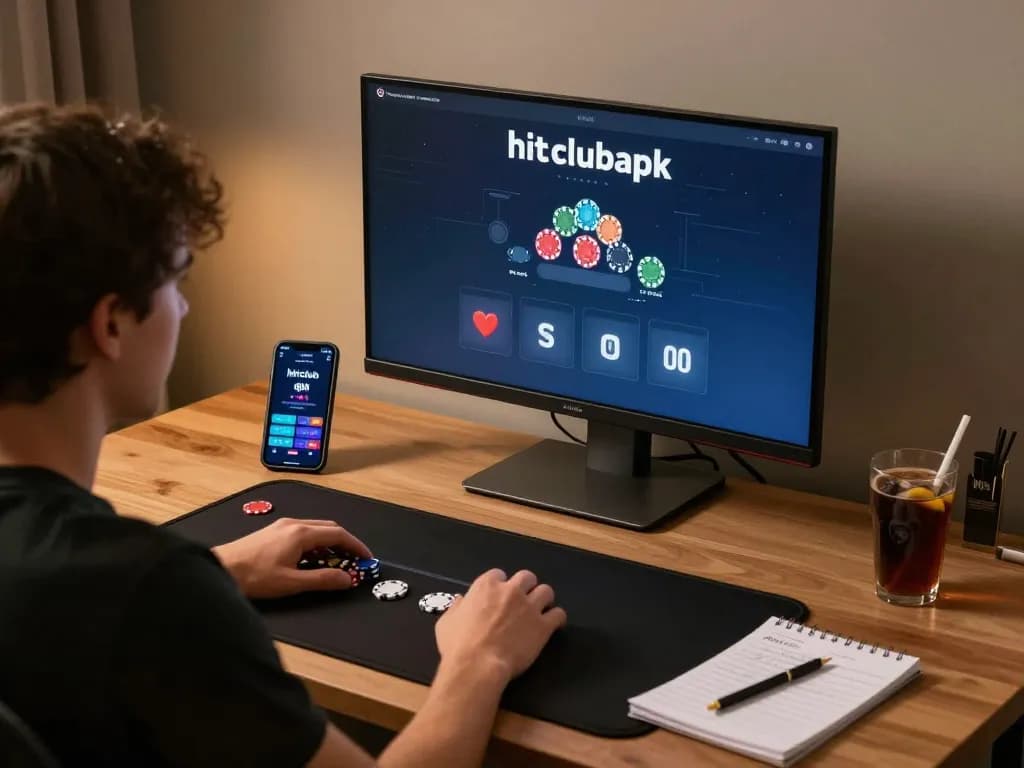 Engaging gameplay on hitclubapk mobile app, showcasing poker strategies with a cozy home atmosphere