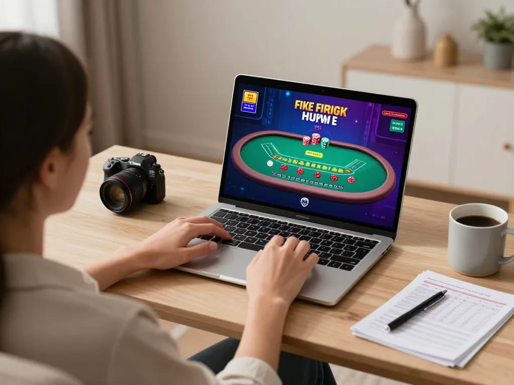 Player enjoying 58win blackjack game on laptop, showcasing a strategic online casino experience