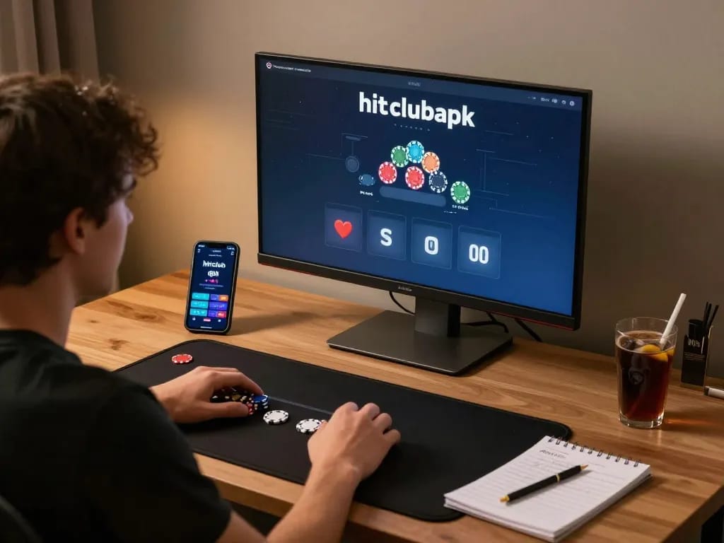 Engaging gameplay on hitclubapk mobile app, showcasing poker strategies with a cozy home atmosphere
