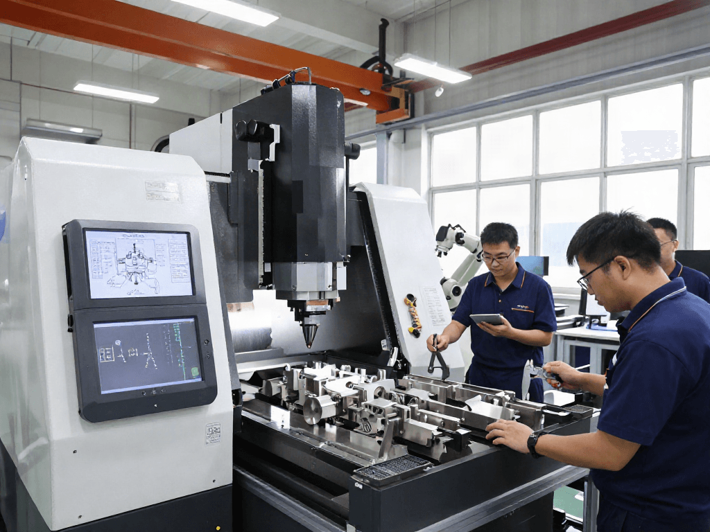 _Leading aerospace CNC parts manufacturers showcasing precision machining in a modern facility._