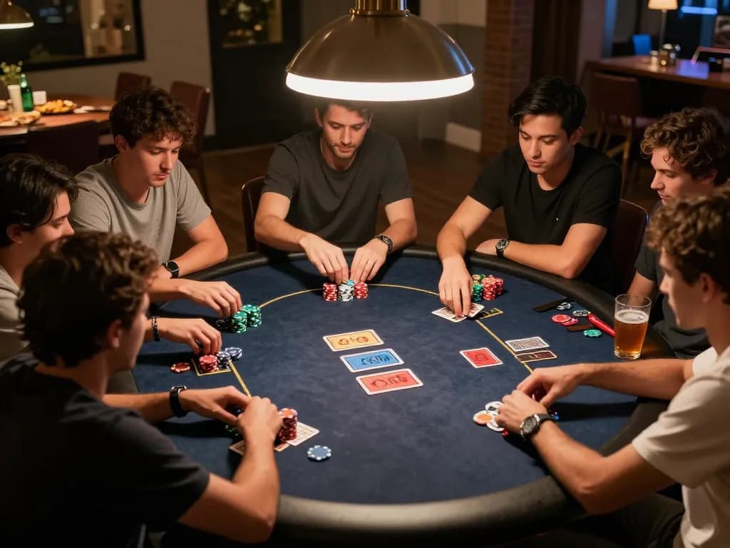 Enjoying a poker game with friends during a home night to learn about hidden wiki strategies.