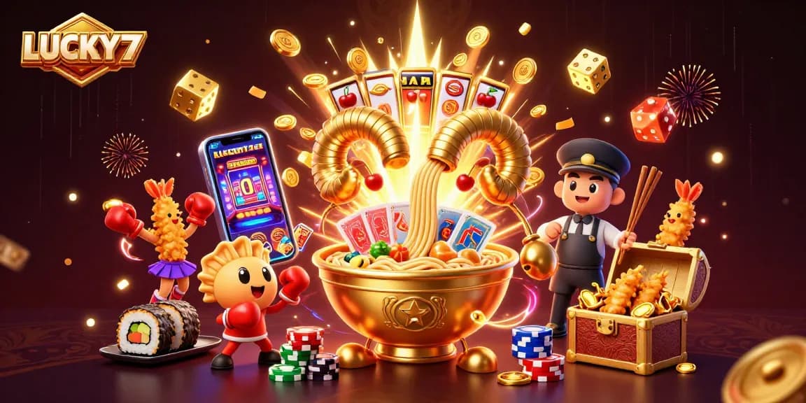 Join the LUCKY77 party with vibrant 3D characters dealing cards amidst jackpot thrills!