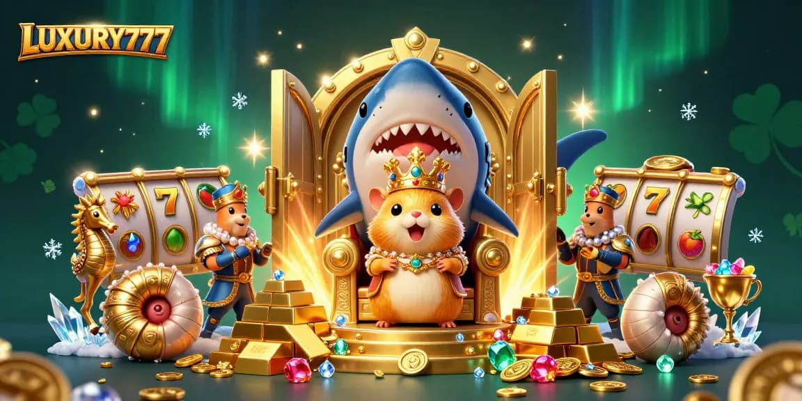 Menggunakan LUXURY777, hamster raja yang berani dikelilingi slot dan harta karun bersinar untuk pengalaman bermain luar biasa.