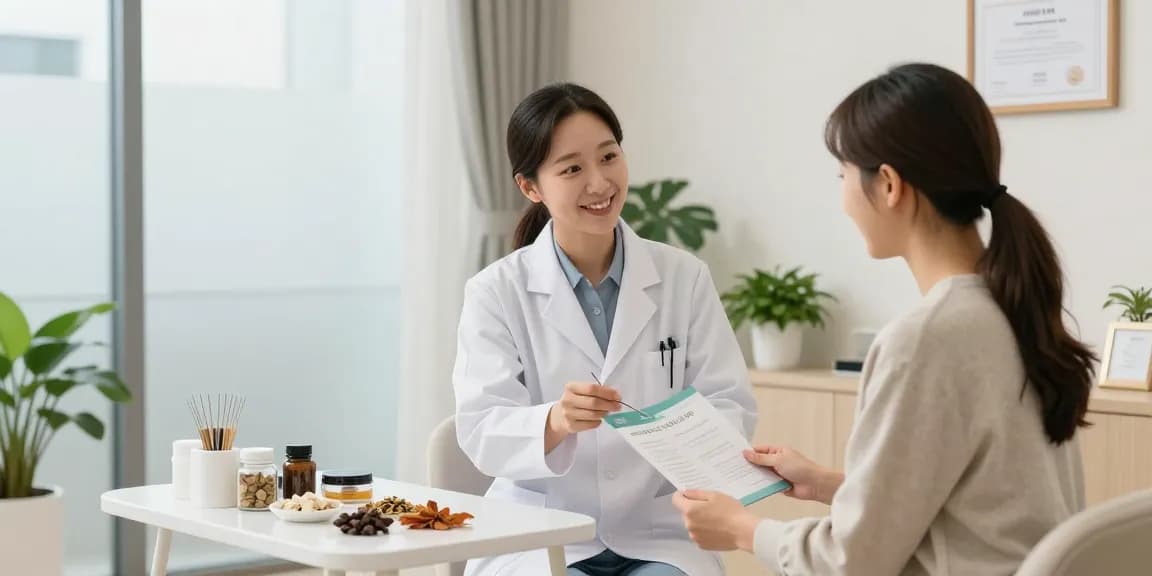 Patient receiving care at 영통한의원, showcasing the acupuncture treatment process in a serene clinic atmosphere.