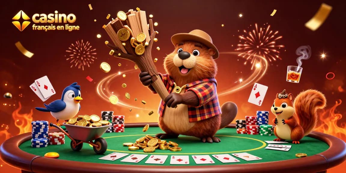Gagnez des pièces d'or dans un casino français en ligne avec un castor joyeux et ses amis