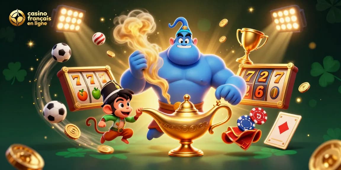 Jouez dans un casino francais en ligne captivant avec des éléments de machines à sous et des pièces d'or.