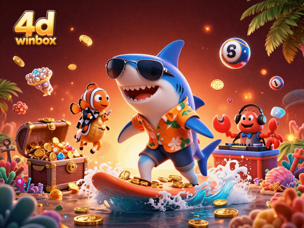 Engage in the fun of 4d winbox lottery with colorful underwater characters and vibrant game elements.