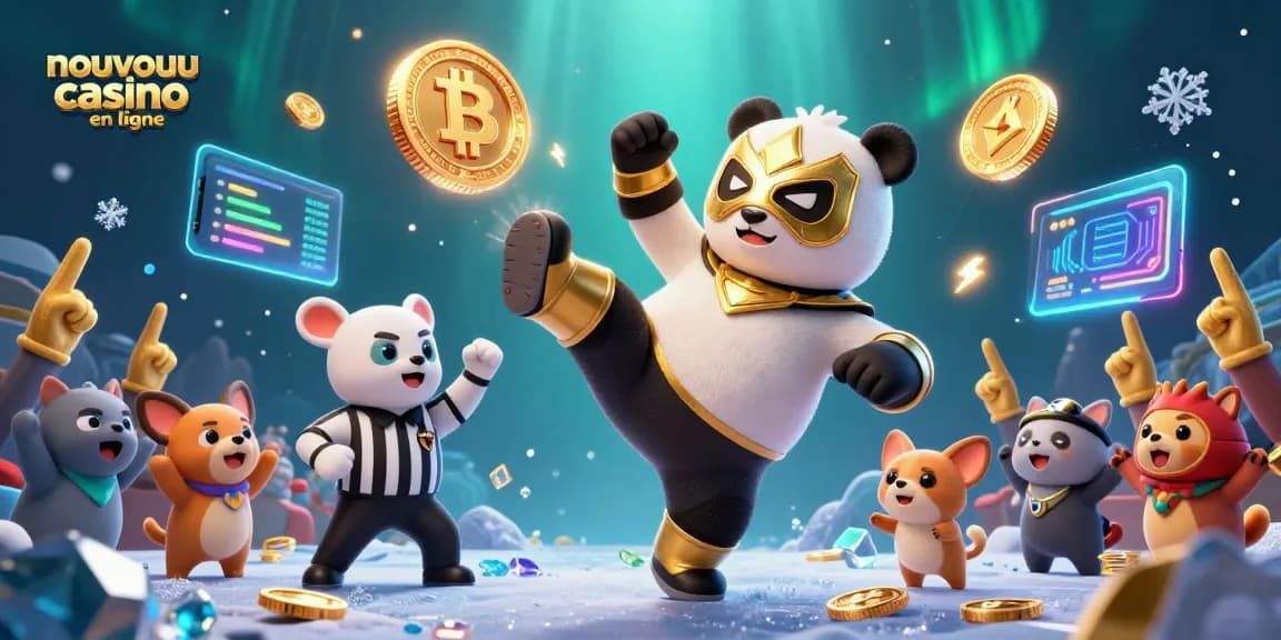 Découvrez le nouveau casino en ligne avec une illustration 3D riche en détails, représentant des jeux et des crypto-monnaies.