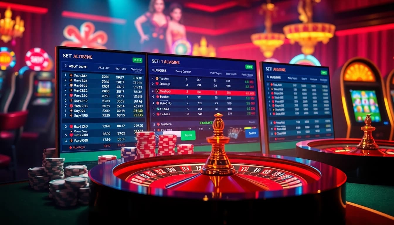 Exciting situs bola online betting scene with dynamic odds and vibrant gambling elements.