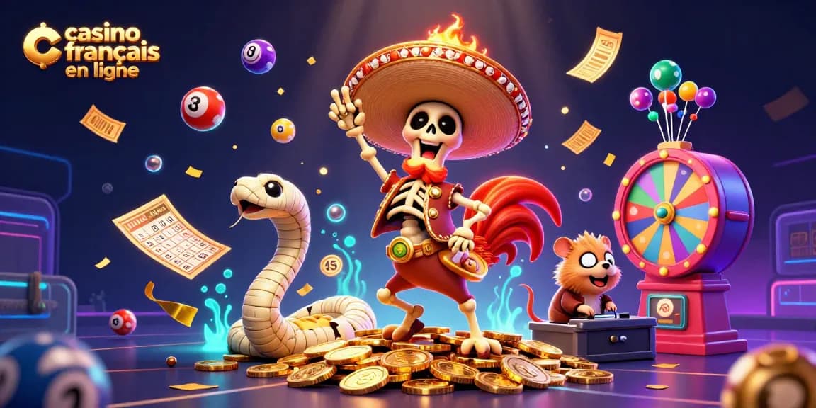 Participez à un casino français en ligne captivant avec des personnages animés et des éléments de jeu palpitants.