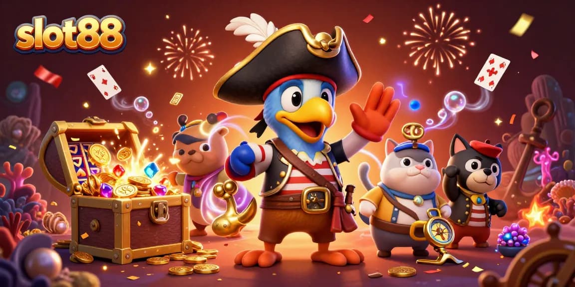 Engage with slot88 adventure as the vibrant characters play amid golden treasures and colorful gems.