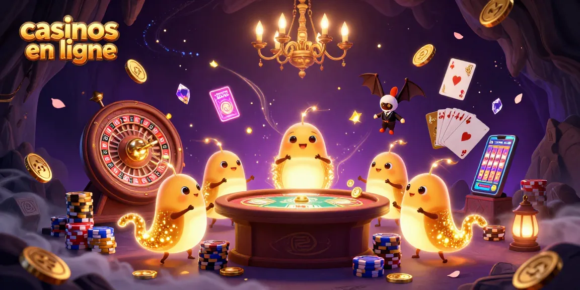 Joue aux casinos en ligne avec une scène animée de vers luisants et un croupier en tête.