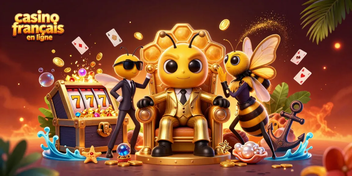 Jouez au casino français en ligne avec une illustration dynamique de la ruche avec des personnages animés.