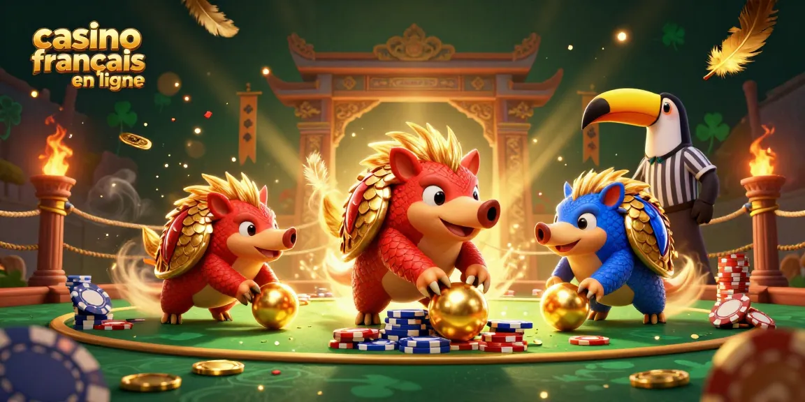 Venez découvrir l'excitation du casino français en ligne avec des pangolins rivaux dans une scène dynamique de jeu.