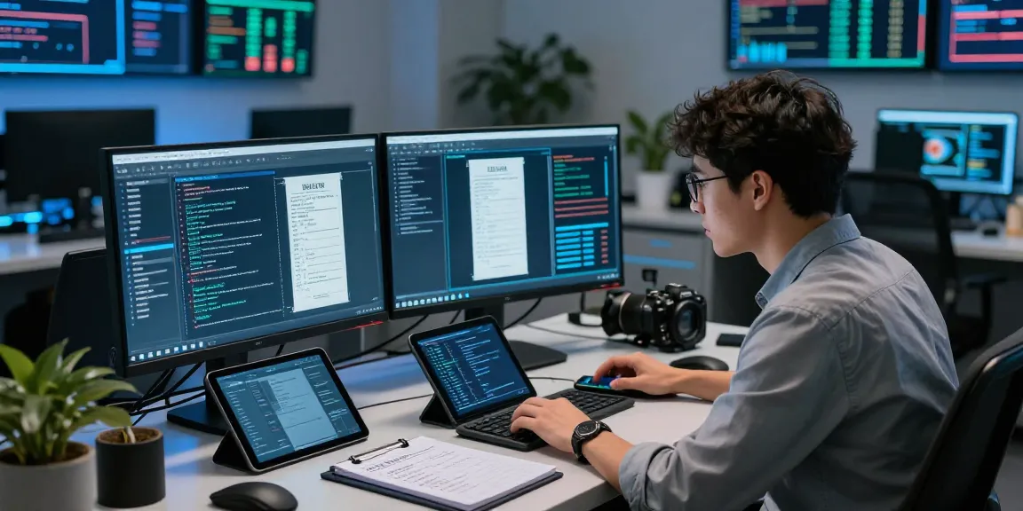 Detect fraud receipt using AI technology in a modern data analysis lab with tools and screens displaying analytics.