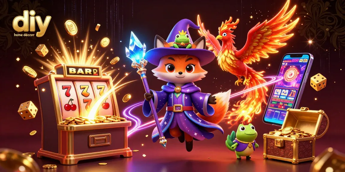 Engage with the vibrant scene of a diy home décor blog featuring a magical casino atmosphere in stunning 3D.