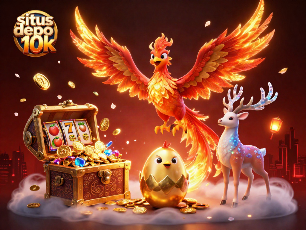 Experience the thrill of situs depo 10k with vibrant phoenix characters and dynamic casino elements.