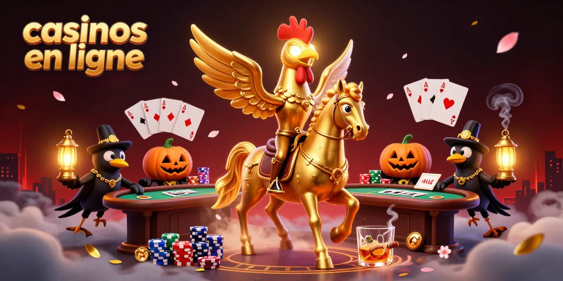 Profitez des casinos en ligne avec cette illustration captivante de jeux de poker et personnages fantastiques.
