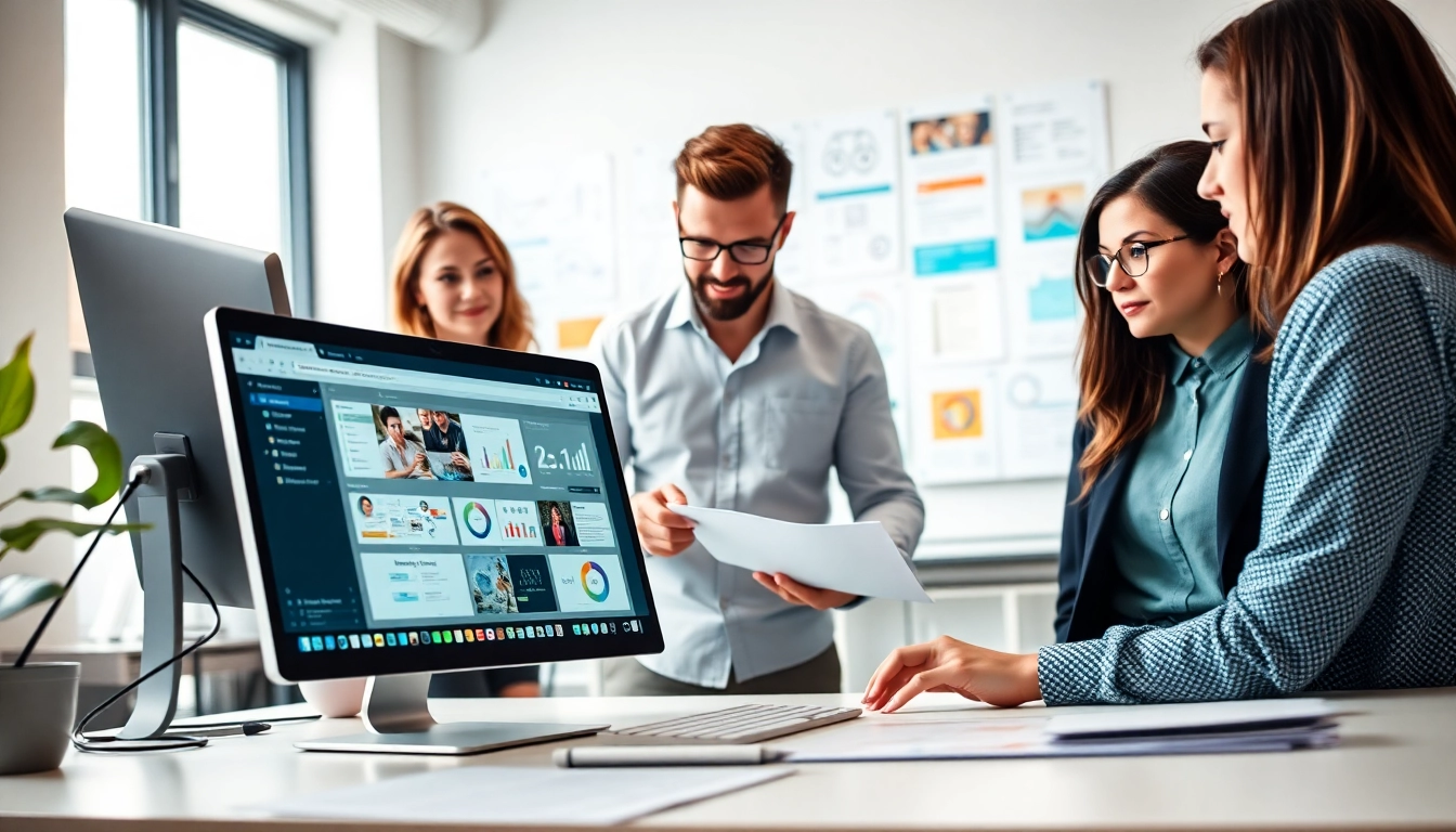Creating innovative web design edmonton concepts through collaboration in a modern workspace.