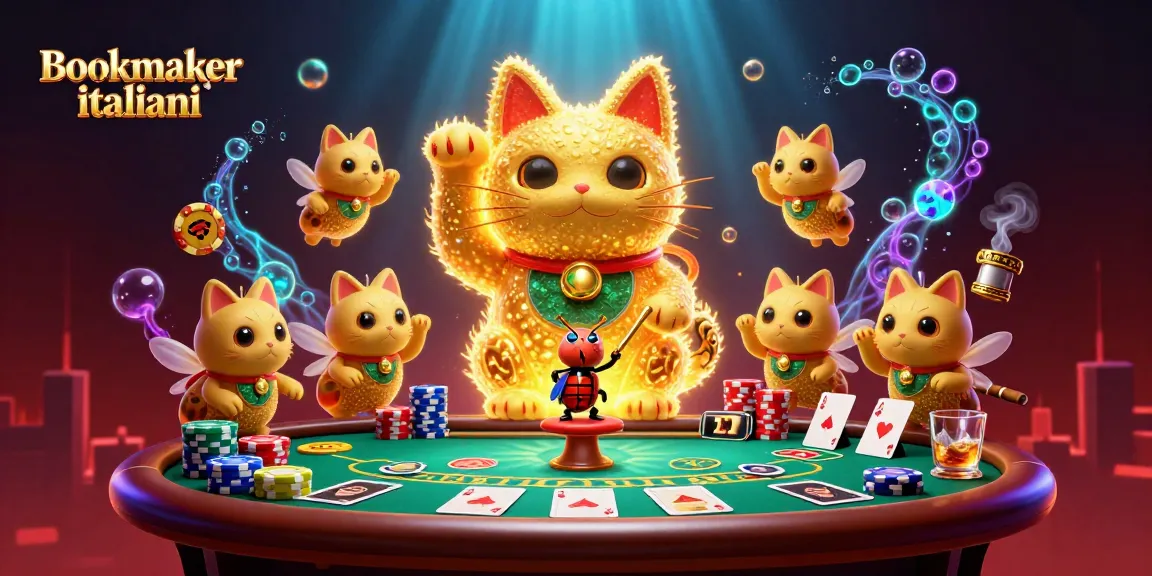 Gioca nei bookmaker italiani con simboli del casinò e un gatto fortunato