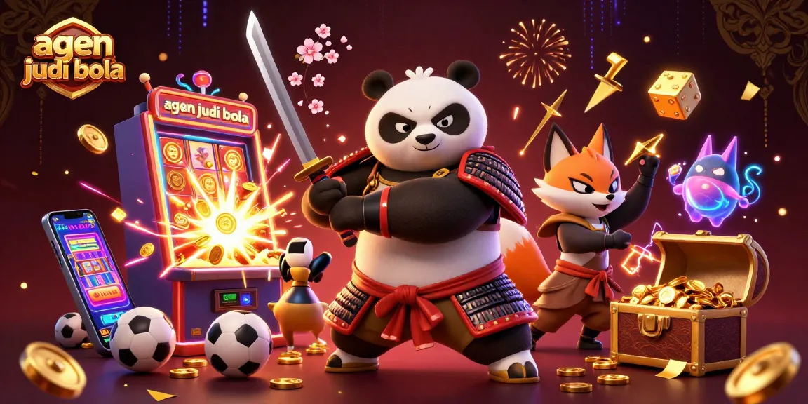 Engage in sports betting with agen judi bola through thrilling illustrations of animated characters and casino elements.