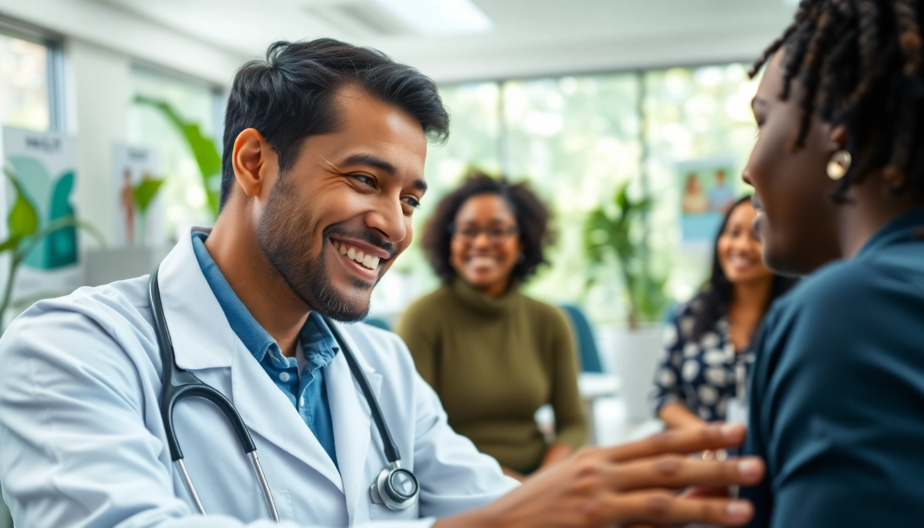 Emphasizing health, a healthcare professional connects with a patient in a warm clinic setting.
