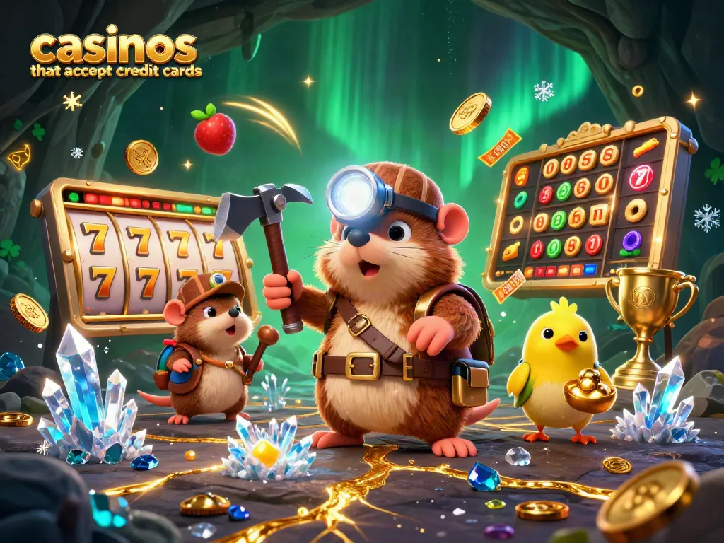 Experience the excitement at casinos that accept credit cards with vibrant characters and spinning slots.