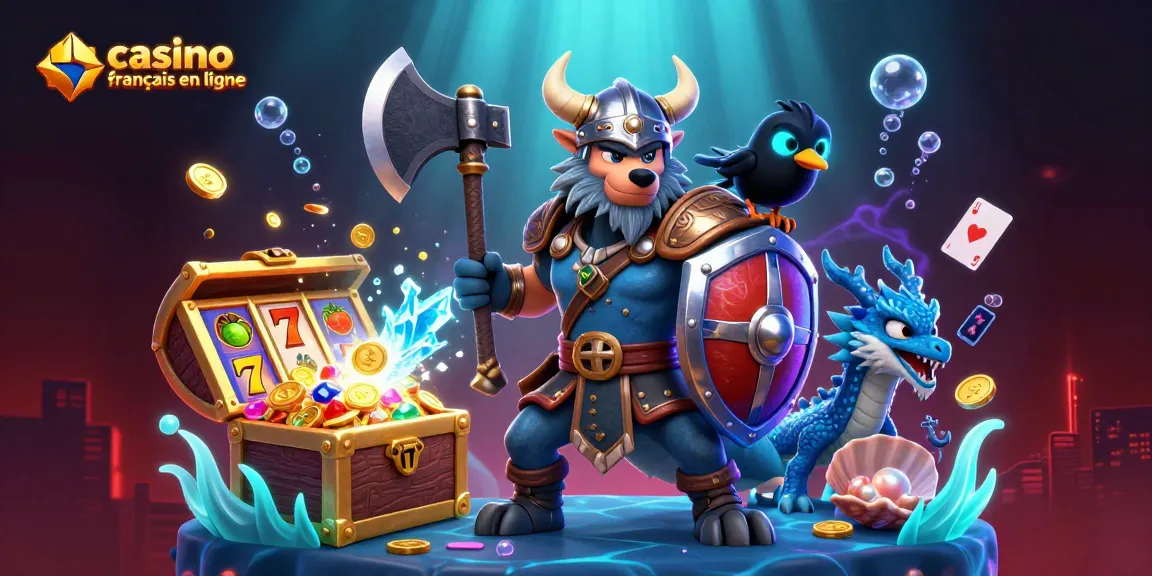 Les aventures de casino français en ligne capturées avec un loup viking et un dragon féroce.