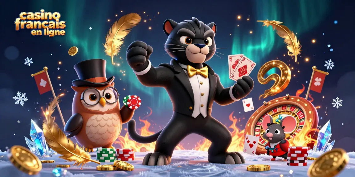 Table de roulette élégante avec une illustration de casino français en ligne et des personnages animés gagnants.