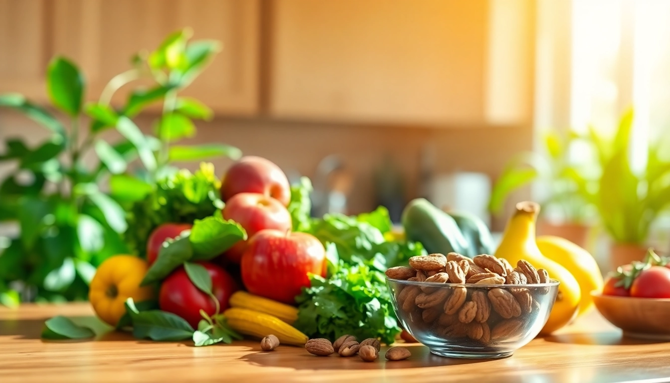 Promote health with a vibrant display of fresh fruits and vegetables in a bright kitchen setting.