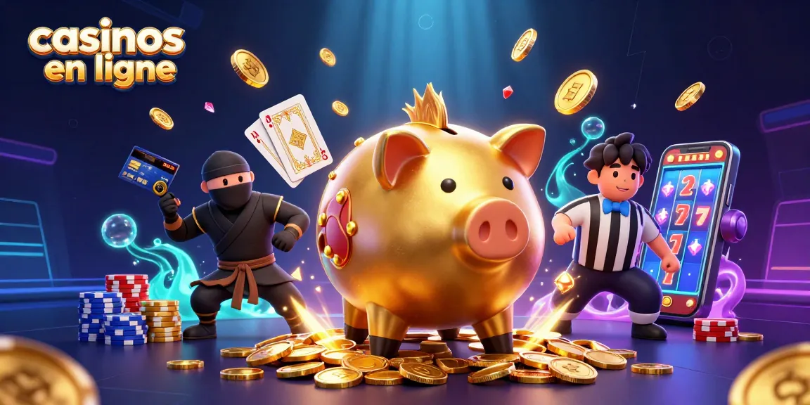 Les casinos en ligne présentent un sumo cochon en or frappant le sol, libérant des pièces brillantes.