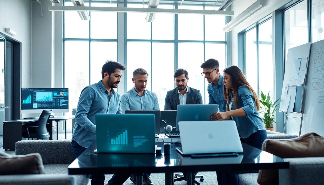 Managed IT services Lakeland team collaborating in a modern office environment.