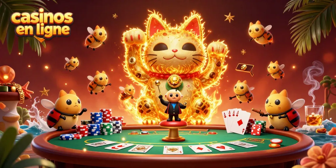 Casinos en ligne : images fascinantes illustrant un chat porte-bonheur en feuillage tropical.