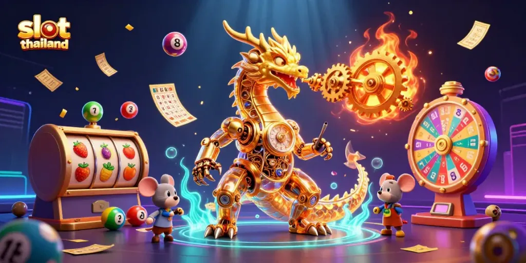 Play engaging slot thailand with vibrant visuals and exciting game elements in this illustration.