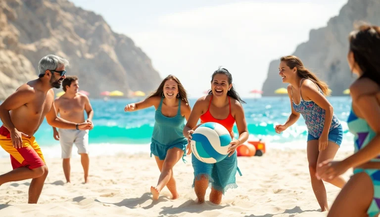 Engaging family playing together during Cabo family activities on a sunny beach.