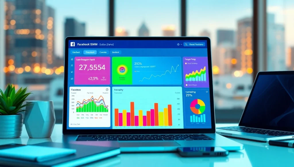 Enhance engagement with the Facebook SMM panel showing analytics and growth metrics.