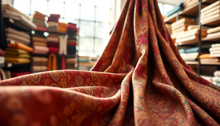 Punta di Roma stof prachtig uitgestald in een uitnodigende retailomgeving