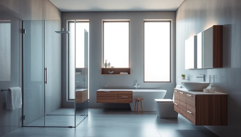 Gestaltete Badezimmeransicht mit hochwertigen Produkten von sonni sanitär GmbH, die Eleganz zeigen.