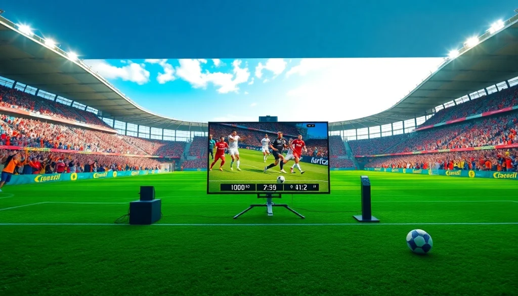 축구중계를 위한 생동감 넘치는 축구 경기장 장면