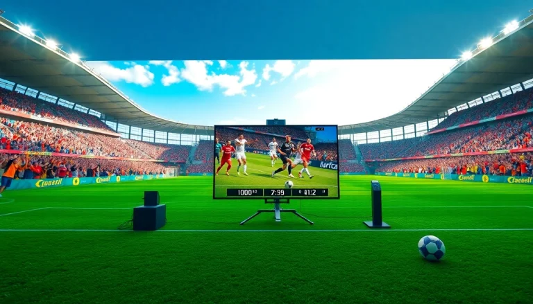 축구중계를 위한 생동감 넘치는 축구 경기장 장면