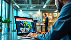 Engaging scene showcasing a job seeker exploring free job post chicago opportunities on a laptop.