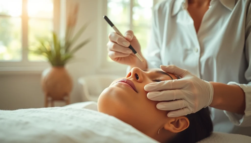 Client receiving rejuvenating Face Treatments at a peaceful spa.