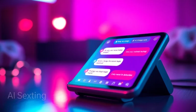 AI sexting chat interface with intimate design and vibrant colors.