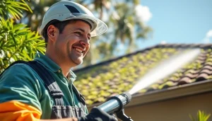 Roof cleaning service restoring a home in Kissimmee, FL with eco-friendly methods.