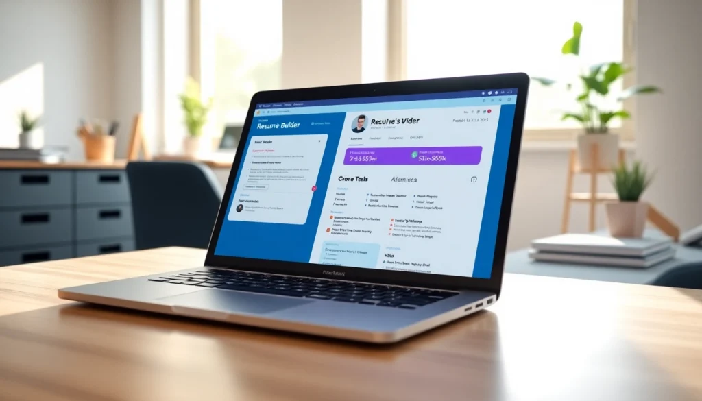 Create a standout Resume Builder using our professional interface displayed on a sleek laptop.