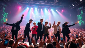 BTS news highlights an energetic live performance of the iconic band, capturing crowd excitement.