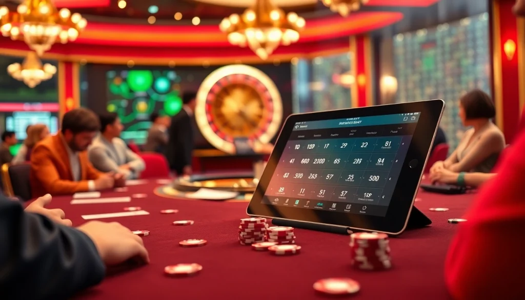 SboBet link alternatif showcased at a bustling casino table with players engaging in bets.